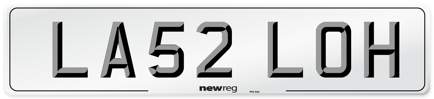 LA52 LOH Number Plate from New Reg